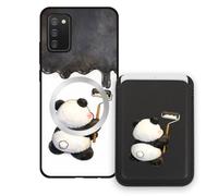 Sunrive Coque Portefeuille pour Samsung Galaxy A02s avec Porte-Cartes Magnétique Amovible, Étui Porte Carte Mignon avec Support, Coque Antichoc avec Porte Carte, Protection Smartphone- Panda