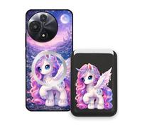 Sunrive Coque Portefeuille pour TCL 605 avec Porte-Cartes Magnétique Amovible, Étui Porte Carte Mignon avec Support, Coque Antichoc avec Porte Carte, Protection Smartphone - Licorne