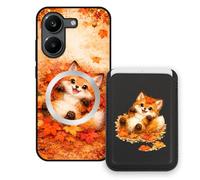 Sunrive Coque Portefeuille pour Xiaomi Poco X8 Pro avec Porte-Cartes Magnétique Amovible, Étui Porte Carte Mignon avec Support Vidéo, Coque Antichoc avec Porte Carte, Protection Smartphone - Renard