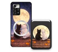 Sunrive Coque Portefeuille pour ZTE Blade V40 Smart avec Porte-Cartes Magnétique Amovible, Étui Porte Carte Mignon avec Support, Coque Antichoc avec Porte Carte, Protection Smartphone - Chat