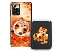 Sunrive Coque Portefeuille pour ZTE Blade V40 Smart avec Porte-Cartes Magnétique Amovible, Étui Porte Carte Mignon avec Support, Coque Antichoc avec Porte Carte, Protection Smartphone - Renard
