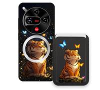 Sunrive Coque Portefeuille pour ZTE Nubia Focus2 5G avec Porte-Cartes Magnétique Amovible, Étui Porte Carte Mignon avec Support Vidéo, Coque Antichoc avec Porte Carte, Protection Smartphone - Tigre