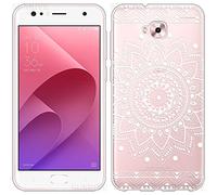 Sunrive Coque pour ASUS Zenfone 4 Selfie ZD553KL 5,5 Pouces Silicone Étui Housse Protecteur Souple TPU Gel Transparent Back Case(TPU Fleur Blanc)+ Stylet OFFERTS