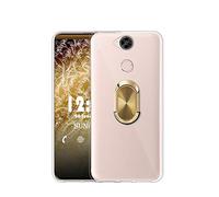 Sunrive Coque pour Sony Xperia XA2 Ultra, 360 degrés Métal Support Bague Rotation Ring Stand Holder Étui Silicone Transparent Housse Protecteur Back Case(A4 Doré)+ Stylet OFFERTS