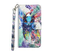 Sunrive Coque pour Sony Xperia XZ3, Housse Mignon Étui avec Fonction de Support Etui Protecteur Protection Portefeuille Cas Magnétique Pochette PU Cuir (Chouette Aquarelle)+ Stylet OFFERTS