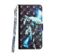 Sunrive Coque pour Wiko Jerry3, Housse Mignon Étui avec Fonction de Support Etui Protecteur Protection Portefeuille Cas Magnétique PU Cuir(Les Loups)+ Stylet OFFERTS