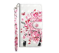 Sunrive Coque pour Wiko Tommy 3, Housse Mignon Étui avec Fonction de Support Etui Protecteur Protection Portefeuille Cas Magnétique PU Cuir(Chat l'arbre)+Stylet OFFERTS