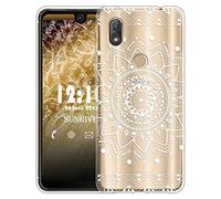 Sunrive Coque pour Wiko View 2 Pro, Silicone Étui Housse Protecteur Souple TPU Gel Transparent Back Case(TPU Fleur Blanc)+ Stylet OFFERTS