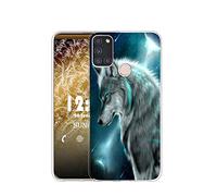 Sunrive Coque pour Wiko View 5/View 5 Plus, Silicone Étui Housse Protecteur Souple Gel Transparent Back Case(TPU Loup)+ Stylet OFFERTS