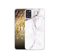 Sunrive Coque pour Wiko View 5/View 5 Plus, Silicone Étui Housse Protecteur Souple Gel Transparent Back Case(TPU Marbre Blanc)+ Stylet OFFERTS