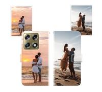 Sunrive Funda Personalizada Compatible Con Motorola X70 Air Pro, Cuero Protectiva Carcasa Personalizable Para tu móvil Con Foto Imagen Frase o Texto + Cuerda Para móvil Universal