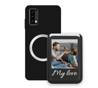 Sunrive Personnalisable pour MagSafe Portefeuille avec Coque Compatible avec Blackview A90 Housse Antichoc - Cuir avec Porte-Cartes et Fonction Support, Personnalisable avec Photo ou Texte