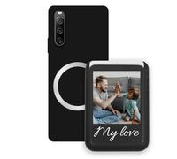 Sunrive Personnalisable pour MagSafe Portefeuille avec Coque Compatible avec Sony Xperia 10 IV 5G Housse Antichoc - Cuir avec Porte-Cartes et Fonction Support, Personnalisable avec Photo ou Texte