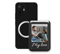 Sunrive Personnalisable pour MagSafe Portefeuille avec Coque Compatible avec TCL K70 XE Housse Antichoc - Cuir avec Porte-Cartes et Fonction Support, Personnalisable avec Photo ou Texte