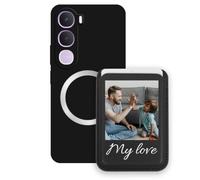 Sunrive Personnalisable pour MagSafe Portefeuille avec Coque Compatible avec Vivo Y31S 2026 Housse Antichoc - Cuir avec Porte-Cartes et Fonction Support, Personnalisable avec Photo ou Texte