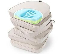 SUNROX FadeShield Lot de 6 Coussins de Chaise réversibles en Mousse à mémoire de Forme en Gel avec Attaches pour intérieur/extérieur, Cuisine, Salle à Manger, Bureau (43,2 x 40,6 cm, crème)