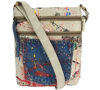 Sunsa Sac à bandoulière pour femme - Sac croisé végétalien en toile - Style vintage - Avec de nombreux compartiments - Chaque sac à bandoulière est unique. Sac à main comme idée cadeau pour femme,