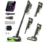 SunSare Aspirateur Balai sans Fil, 65Min 50Kpa 600W Aspirateur Balai sans Fil Puissant avec Parfumés Recharge Murale Écran Intelligent Aspirateur avec LED Verte pour Tapis,Sols,Poils d'animaux