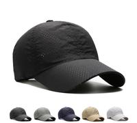 Sunscreen Breathable Baseball Cap, Quick-Dry Breathable Cap with Airflow Holes, Sun Protection Quick-Drying Cooling Running Hat for Men (Black)