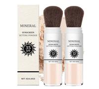 Sunscreen Lot de 2 poudres de protection solaire minérale SPF 35, maquillage lâche, contrôle de l'huile de longue durée, protection solaire minérale, cheveux et cuir chevelu, poudre de visage légère