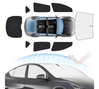 Sunsdrew Lot de 8 Pare-Soleil pour Pare-Brise Tesla Model Y 2020-2024 - pour Toutes Les fenêtres latérales Avant et arrière - Pare-Soleil Pliable - Bloque Les UV et la Chaleur - Accessoires