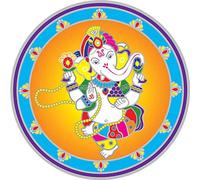 Sunseal autocollant de fenêtre Ganesh dansant rond -- 15x15cm