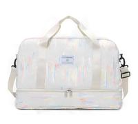 SUNSEATON Sac de Voyage Grande Capacité, Sac de Transport pour Voyage Léger avec Compartiment à Chaussures, Sac à Dos Weekend Sac de Sport Séparé Sec et Humide (Beige)