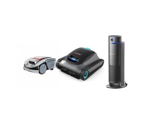 SUNSEEKER S3 800 m² Robot de Tonte + AIPER Scuba S1 Robot de Piscine 270 Min + Aiper IrriSense 2 Système d'Irrigation Intelligent - Pack d'Entretien pour Pelouse, Piscine et Jardin