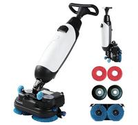 Sunseota Autolaveuse de sols Professionnelle, Puissance de Brosse 2 x 150 W et Double réservoir 4 L + 6 L, autolaveuse et polisseuse électrique 12/15 AH pour sols en carrelage et béton White-15A