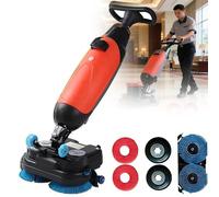 Sunseota Laveuse De Sol Professionnelle,Polisseuse de carrelage et autolaveuse de sols sans Fil, Automatique 24 V/12 A, 2 brosses réglables de 150 W, réservoirs d'eau séparés de 4 L et 6 L Red-15A