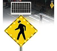 Sunseota Panneau de Passage piéton à LED Clignotant, Film réfléchissant de qualité Professionnelle, signalisation routière Panneau de Passage piéton à LED Clignotant, alimenté à l'énergie 24in