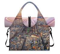 Sunset Aerial France Sac de sport avec compartiment à chaussures Sac fourre-tout pour la gym, le yoga, les voyages, couleur, L, Sac de voyage