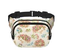 Sunset African SavannawaistBag Sac banane double réglable pour voyage, sport et quotidien, Hérissons floraux., Taille unique