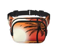 Sunset African SavannawaistBag Sac banane double réglable pour voyage, sport et quotidien, Palmier sur la plage, Taille unique