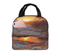 Sunset and Snow Sac à déjeuner isotherme portable avec doublure en feuille d'aluminium, grand refroidisseur thermique en tissu Oxford