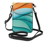Sunset And Sunrise With Ocean Sea Waves Porte-monnaie pour téléphone portable :>> Petit portefeuille en cuir à bandoulière pour femmes Sac à bandoulière avec fentes pour cartes de crédit 7,6 x 2,9 po