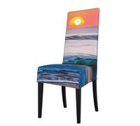 Sunset and Sunrise with Ocean Sea Waves Print Housses de chaise imperméables polyvalentes et élégantes pour décoration de maison, banquet et hôtel