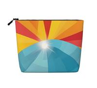 Sunset And Sunrise With Sea Waves Print Sunset And Sunrise With Sea Waves Print Fake Hemp Makeup Bag - Travel And Daily Storage Essential - Trousse cosmétique réutilisable, pochette zippée, outil de