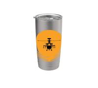 Sunset Apache Hélicoptère Cadeau militaire pour pilote d'hélicoptère Gobelet isotherme en acier inoxydable double paroi