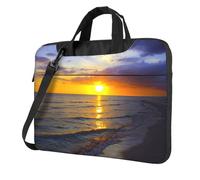 Sunset at Honeymoon Island State Park Sac pour ordinateur portable imprimé résistant aux chocs avec doublure antistatique, bandoulière convertible pour bureau, école, voyage, Noir , 13 inch