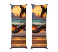 Sunset Beach Hamac Long Throw Pillow Cover 50,8 x 152,4 cm Confortable et respirant, facile à laver, unisexe, convient pour canapé et lit.
