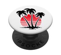 Sunset Beach Palm Trees for Summer Vacation Or Holidays PopSockets PopGrip Adhésif