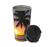 Sunset Beach Transportez une tasse à café isotherme. Thermos élégant de 500 ml qui garde les boissons chaudes pendant des heures, parfait pour le café, le thé et plus encore.