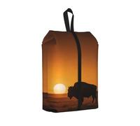 Sunset Buffalo Silhouette Sac à Chaussures pour Voyage Imperméable Organisateur de Chaussures pour Valise 3 en 1 Pochette de Rangement pour Gym Trainer