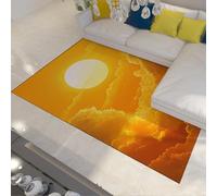 Sunset Cloud Area Tapis Dreamy Orange & Yellow Sunrise Cloudscape Print Cosy Thin Tapis pour Le Salon Chambre d’Amis Non Glissant Lavable 240 x 300 cm