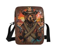 Sunset Cowboy Beer Retromessenger Bag Cute Croos Body Purse Adjustable Strap for School School