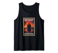 Sunset Detroit Michigan Sunrise Dusk Aube Voyage Art Graphic Débardeur