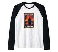 Sunset Detroit Michigan Sunrise Dusk Aube Voyage Art Graphic Manche Raglan