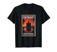 Sunset Detroit Michigan Sunrise Dusk Aube Voyage Art Graphic T-Shirt