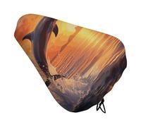 Sunset Dolphin Housse de coussin de siège de vélo rembourrée douce et confortable pour homme et femme - Housse de selle de vélo de route avec cordon de serrage - Coussin de rechange pour VTT